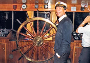 Kumar Sangakkara on the Kookaburra River Queen, 2010